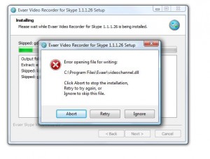 evaer video recorder upgrade error message